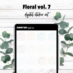 Floral Digital Stickers Vol 7, Goodnotes Stickers, PNG