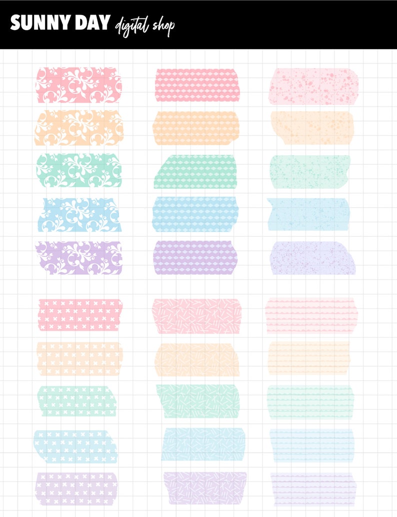 Washi Tape Digital Stickers Vol. 3, Goodnotes Stickers, PNG - Etsy