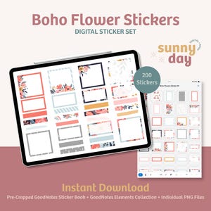 Boho Flowers Digital Sticker Kit for Digital Planning