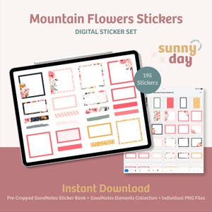 Mountain Flowers Digital Sticker Kit for Digital Planning