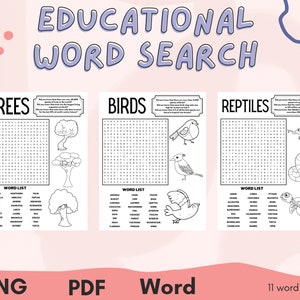 Educational Word Search | 11 Printable Word Searches | PNG | PDF | WORD ...