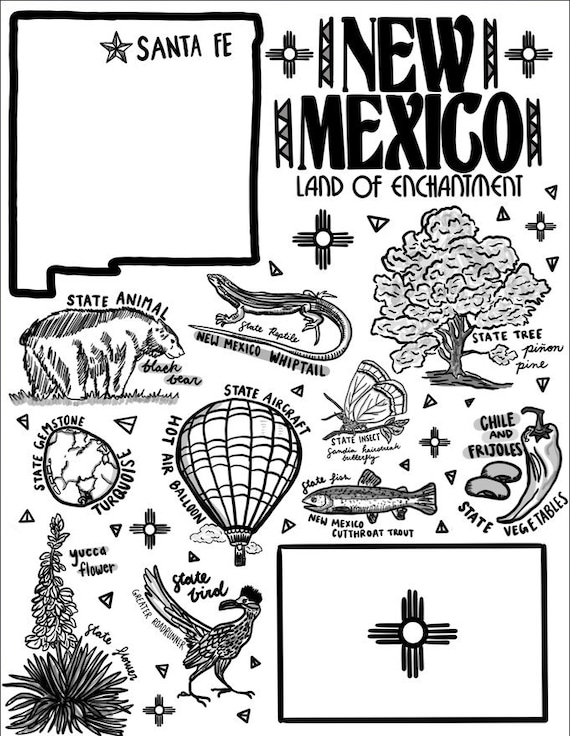 New Mexico Coloring Page - Etsy