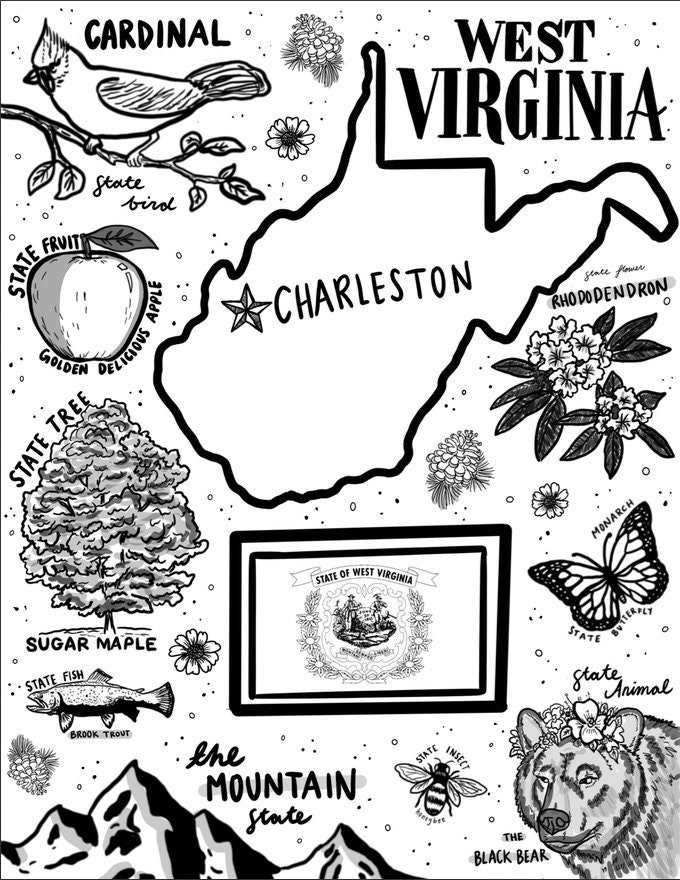 Virginia Map Coloring Page