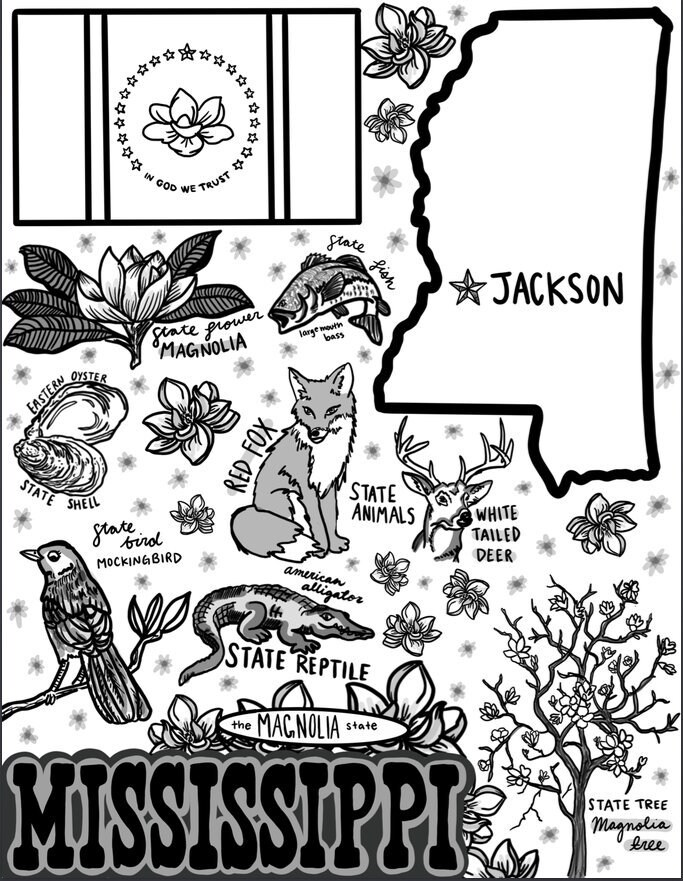 Mississippi Coloring Page - Etsy.de