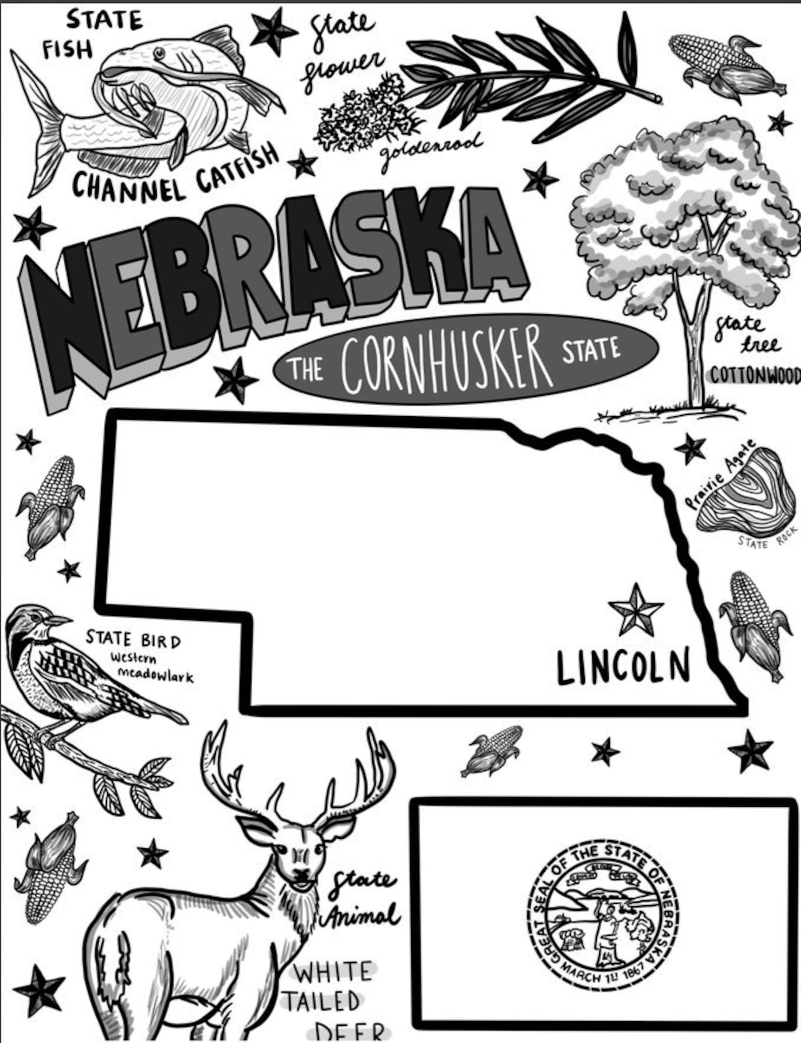 Nebraska State Coloring Page Coloring Pages