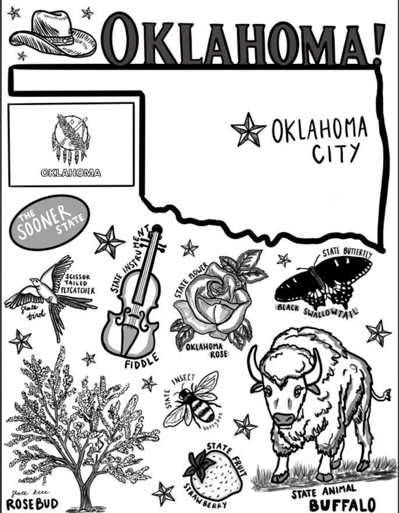 Oklahoma Coloring Page - Etsy