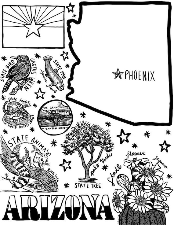 Arizona Coloring Page Etsy