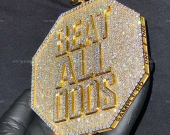 Moissanite Customized Octagon Name Pendant, Iced Out Hip Hop Jewelry Uppercase Letter Pendant, Custom Letter Big Octagon Pendant Iced jewels