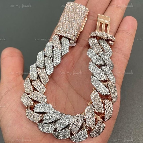 ; Hip Hop Bracelet Emesly Solid Miami Cuban Link Chain Gold/Silver Necklace for Men & Women; Perfect Iced Out Bling Jewelry Gift 7.87 Length 16, 18, 20, 22, 24, 30 Inches Length 