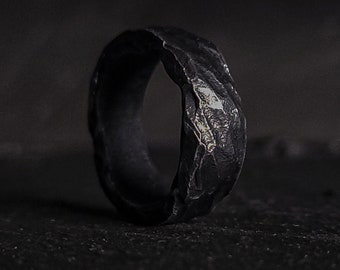 Promise Ring for Him - Hand Forged, Statement Ring, Black Wedding Band, Men's Rings