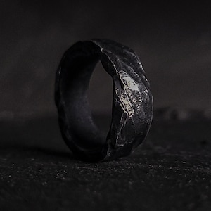 Promise Ring for Him - Hand Forged, Statement Ring, Black Wedding Band, Men's Rings