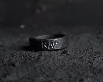 Custom Initial Ring - Hand Forged, Letter Ring, Custom Name Ring, Engraved Ring, Couples Ring, Promise Ring