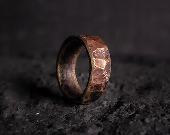 Mens Brass Ring - Hammered Brass Ring, Thick Brass Ring, Gifts for Him, Chunky Rings