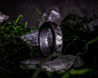 Hand Forged Occult Ring – Blacksmith Made, Gothic Ring, Witch Ring, Pagan Wedding Band