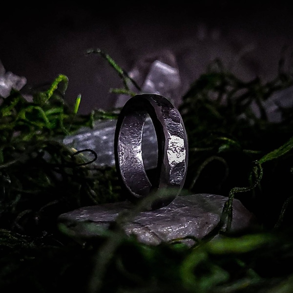 Hand Forged Occult Ring – Blacksmith Made, Gothic Ring, Witch Ring, Pagan Wedding Band