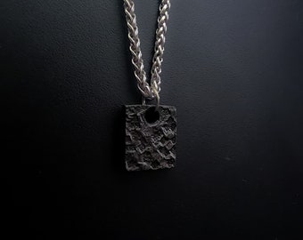 Rectangular pendant - viking necklace, cool necklace, punk necklace