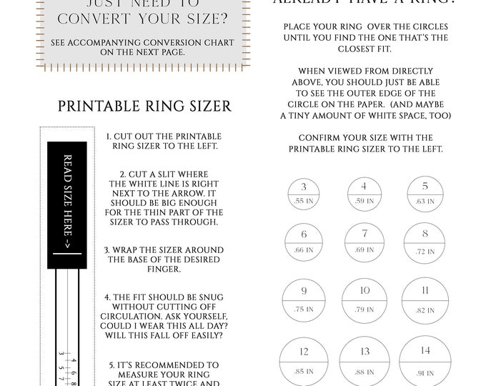 Ring Size Guide - Ring Size Chart, Ring Sizer, Ring Sizing Tool, Ring ...
