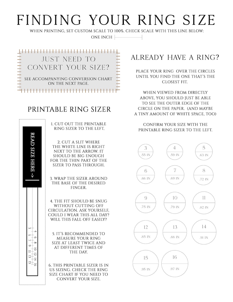 Ring Size Guide - Ring Size Chart, Ring Sizer, Ring Sizing Tool, Ring ...