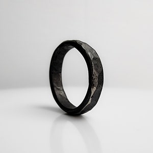 Hand Forged Ring - Men's Wedding Ring, Statement Ring, Black Wedding Band, Men's Rings