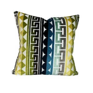 Jonathan Adler Pillow Cover Designer Seuret Seaside Accent Pillow - Cut Velvet Throw Pillow Designer High End Velvet - All Sizes Available