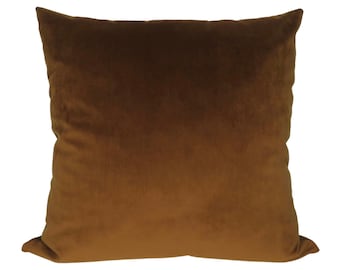 Brown Velvet Pillow Cover - Mocha Brown Same Fabric on Both Sides - All Sizes Available