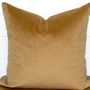 Camel Velvet Pillow Cover - Throw Pillow - Same Fabric on Both Sides - All Sizes Available