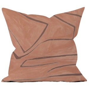 Kelly Wearstler Graffito Pillow Cover - Designer High End Pillow Cover -Rosa Pink Front - Solid Ivory Linen Back - All Sizes Available