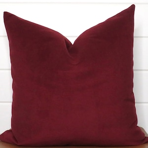 Burgundy Velvet Pillow Cover: Decorative Throw Pillow, Both Sides