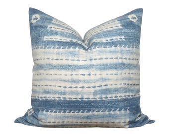 Indigo Linen Pillow Cover: St. Frank Fabric, Cream Linen Back