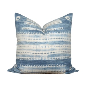 Indigo Linen Pillow Cover: St. Frank Fabric, Cream Linen Back