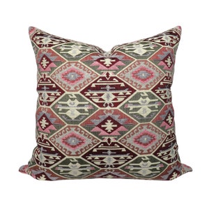 Turkish Kilim Pillow Cover: Southwestern Chenille Upholstery Fabric