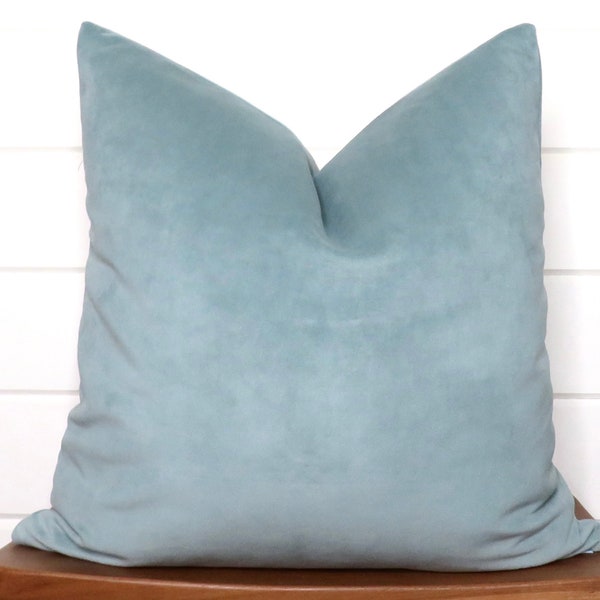 Light Blue Velvet Pillow Cover - Throw Pillow - Both Sides - 12x16, 12x20, 14x18, 14x24, 18x18, 20x20, 22x22, 24x24, 26x26