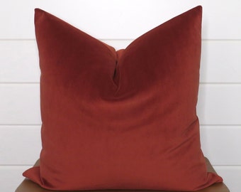 Rust Velvet Pillow Cover: Plush Decorative Throw Pillow
