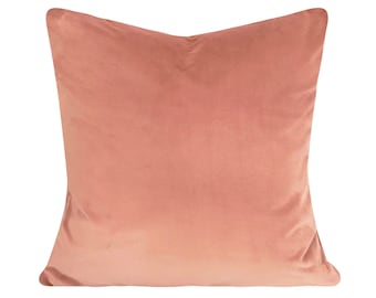 Salmon Peach Velvet Pillow Cover