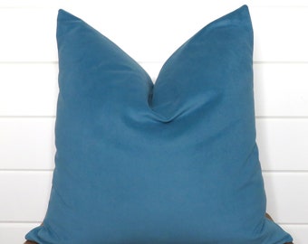 Turquoise Velvet Pillow Cover - Throw Pillow - Both Sides - 12x16, 12x20, 14x18, 14x24, 18x18, 20x20, 22x22, 24x24, 26x26