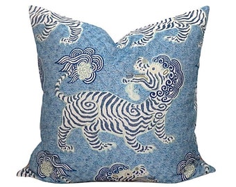 Dragon Tiger Pillow Cover: Braemore Kathmandu Porcelain Print