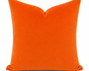 Burnt Orange Velvet Pillow Cover | Luxury Cotton Velvet Throw Pillow | Cushion Cover | Double Sided | Custom Sizes