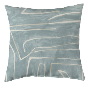 Kelly Wearstler Graffito Pillow Cover - Designer High End Pillow Cover - Deep Sky Blue Front - Solid Ivory Linen Back - All Sizes Available