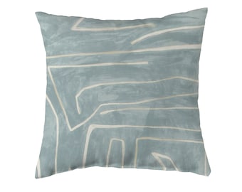 Kelly Wearstler Graffito Pillow Cover: Deep Sky Blue Geometric Linen