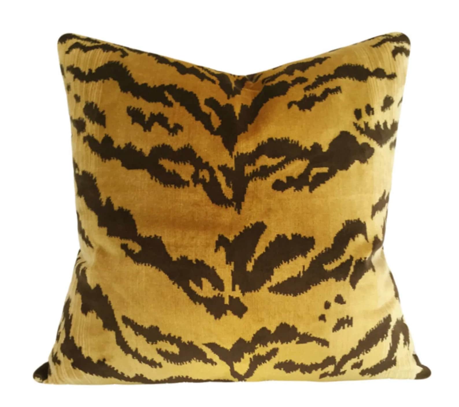 Scalamandre Le Tigre Silk Velvet Pillow Cover - Solid Velvet Back - 14 x 24