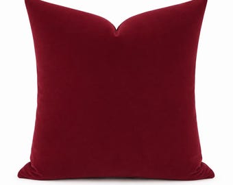Burgundy Velvet Pillow Cover | Wine Red Accent Cushion | Luxury Solid Throw Pillow Cover | Double-Sided Decor | All Sizes