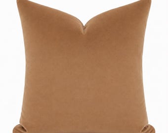 Funda de almohada de terciopelo color topo / Funda de cojín decorativa marrón claro / Cojín de acento neutro de lujo / Terciopelo suave y afelpado / Doble cara / Todos los tamaños