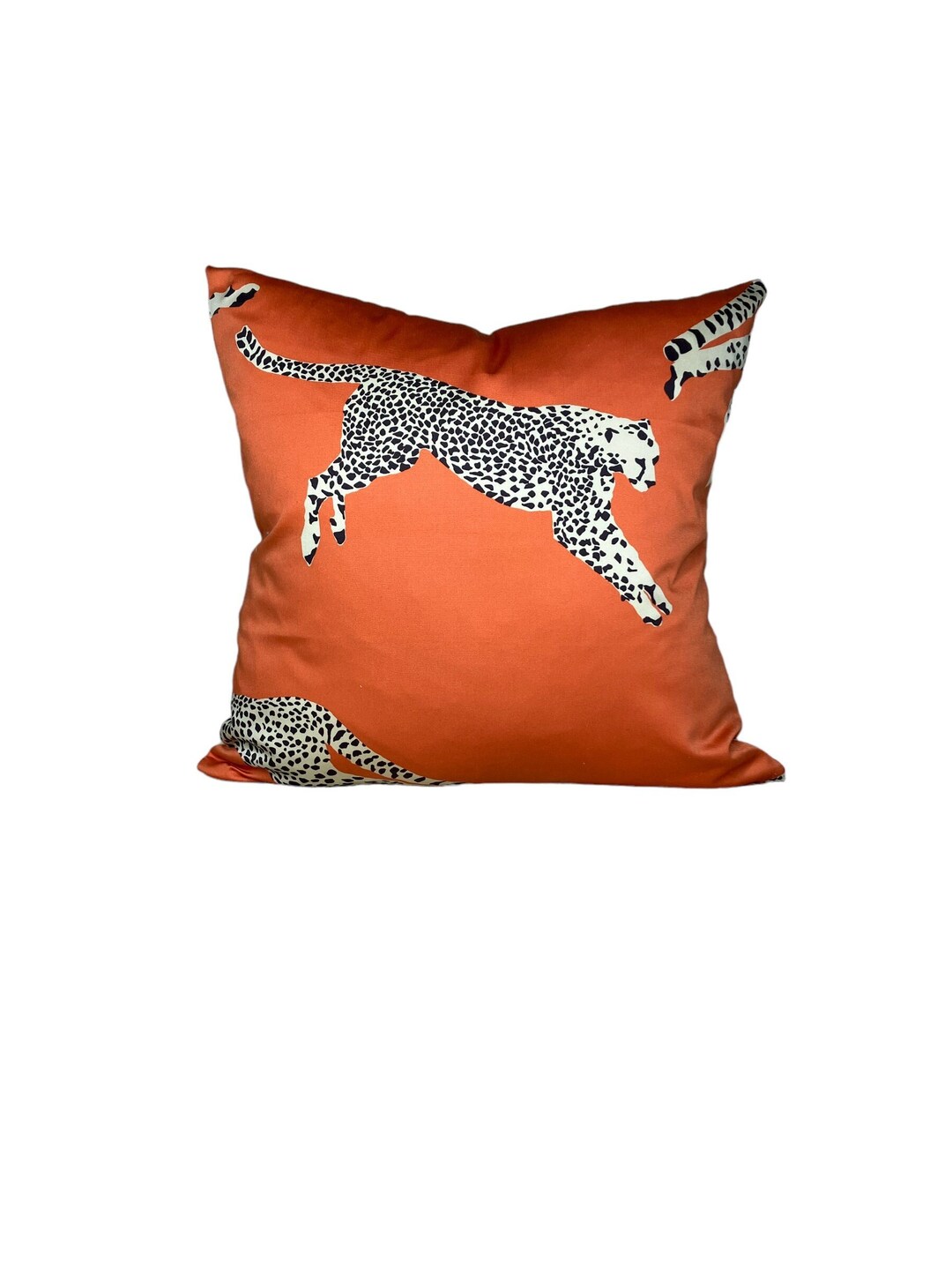 Scalamandre Leaping Cheetah Pillow Cover Orange Cheetah Animal Print