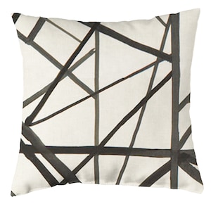 Kelly Wearstler Channels Throw Pillow Cover - Lee Jofa - Decorative Pillow - Ebony Ivory - Both Sides or Solid Cream Linen Back - ALL SIZES
