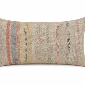 Capa de almofada lombar Kantha vintage | Almofada boho pastel | Capa de almofada patchwork indiana | Almofada Kantha colorida | 30x50 cm