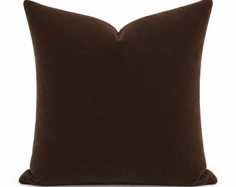Dark Chocolate Brown Velvet Pillow Cover | Luxury Brown Throw Pillow | Plush Velvet Cushion Cover | Modern Sofa Accent Pillow