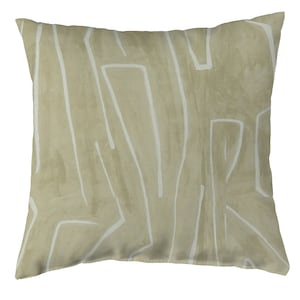 Kelly Wearstler Graffito Pillow Cover - Designer High End Pillow Cover - Beige Ivory Front - Solid Ivory Linen Back - All Sizes Available
