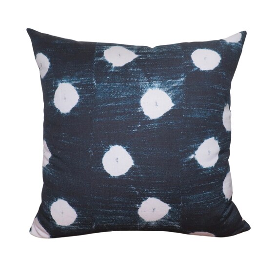Blue Polka Dot Shibori Pillow Cover Made From Frank Fabric Dot