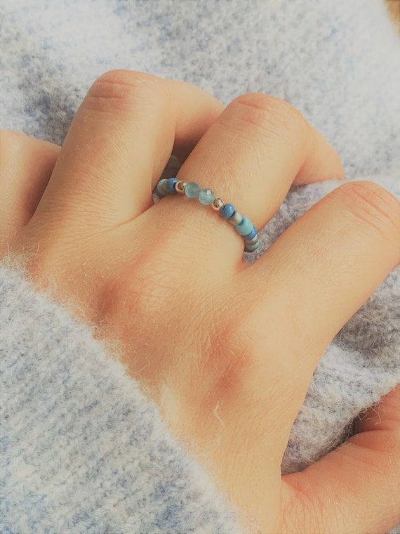 Cute Handmade Beaded Rings Simple Faux Turquoise Boho Beaded - Temu