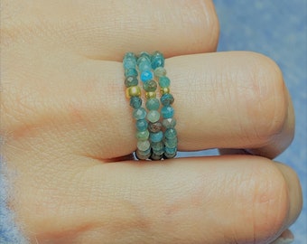 Elastic ring made of apatite, jewelry, gift, strength, flexibility, gemstone, healing stone, soul, protective stone, bioin, natural stone, stone